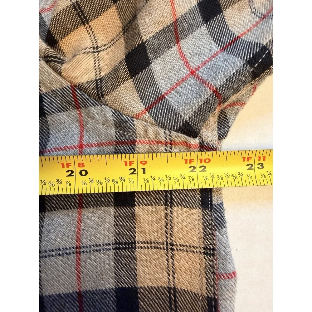 7 Diamonds Luxe Soft Men's Large Tan Gray Black Plaid Check Flannel Shirt